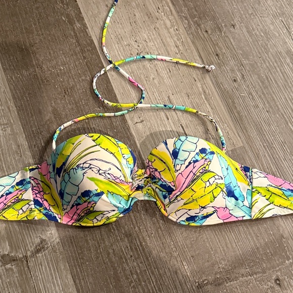 Victoria's Secret Other - Victoria's Secret Neon Tropical Print Bandeau Bikini Top - Yellow Pink Blue
